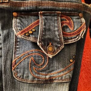NOBO Blue Jeans with Orange Embroidery